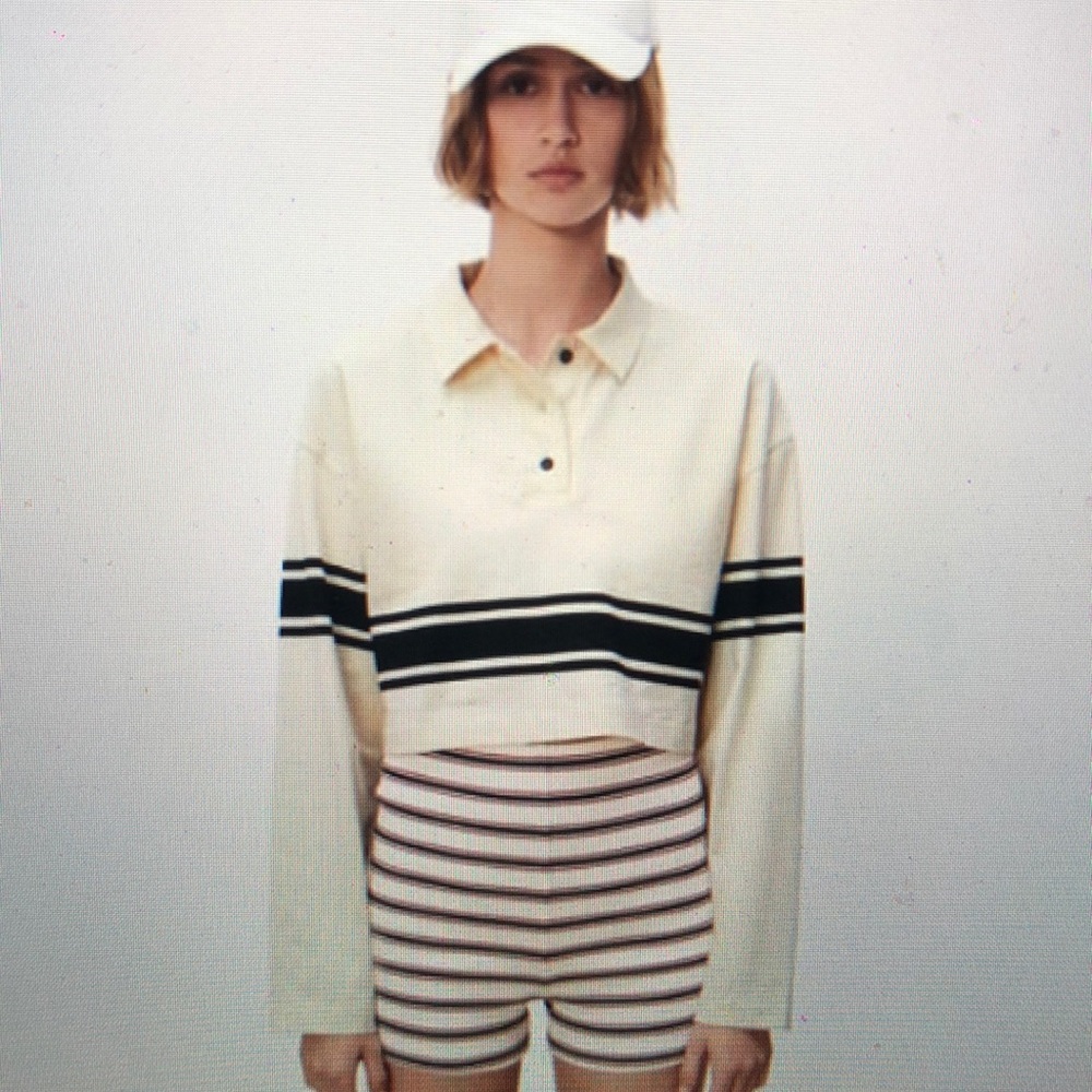 Zara Striped Crop Polo